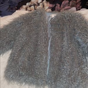 Teal fur jacket from H&M size M